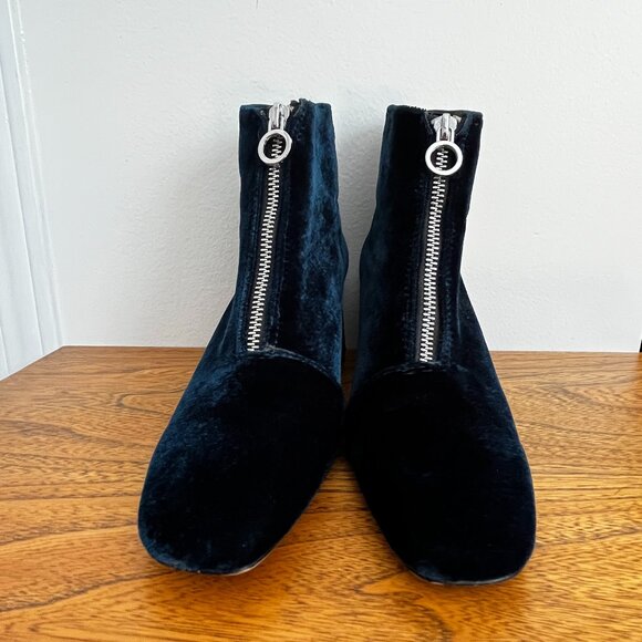 Zara - Blue Velvet Booties - Picture 1 of 6